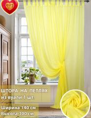 Штора вуалевая на петлях лимонный желтый 140х300 см