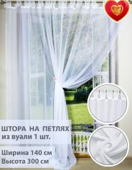 Штора вуалевая на петлях белый 140х300 см